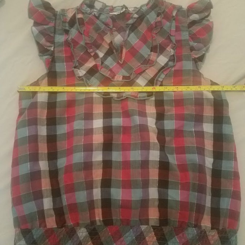 Tramp  ruffle plaid top size M